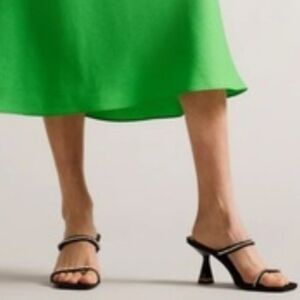 Ted Baker RINITA Diamante Satin Black Mule Heeled Sandal Size EU 39 (8.5)